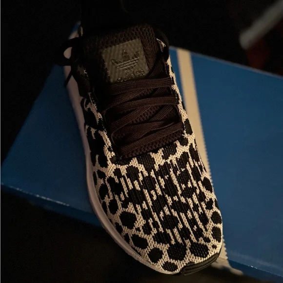 Adidas Black and White Leopard Sneakers - Picture 2 of 4